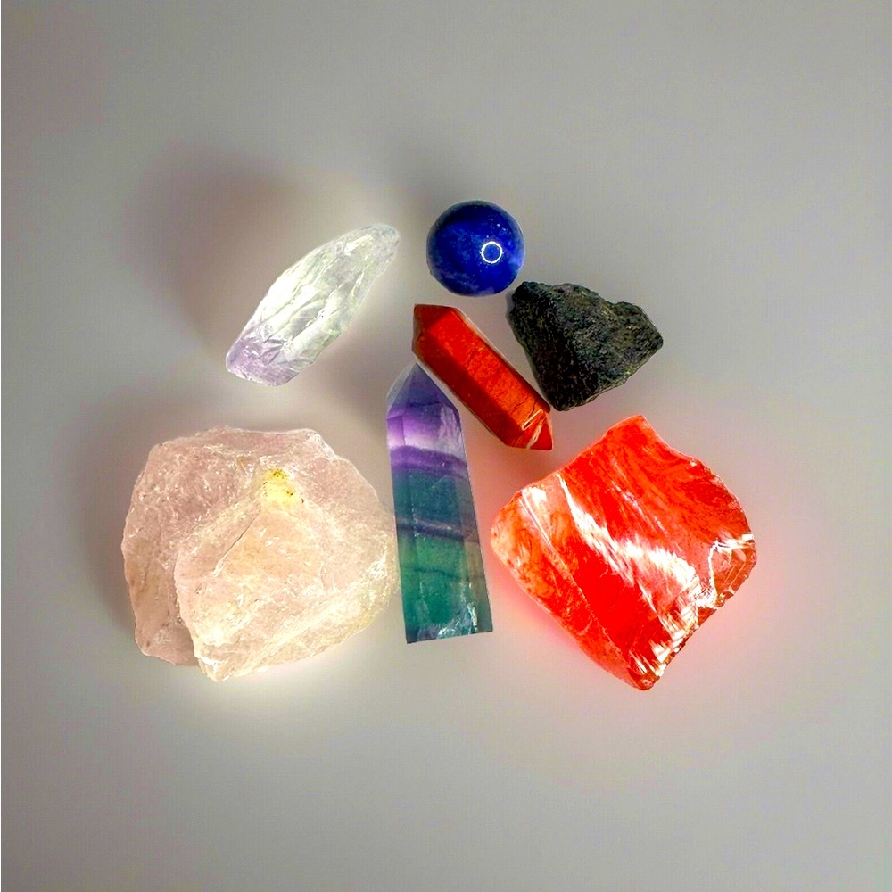 Lot Reiki Chakra Balance Crystals Fluorite, Rose & Cherry Quartz, Jasper, More!